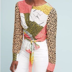 Anthropologie Bl-nk London Leopard Patchwork Blouse